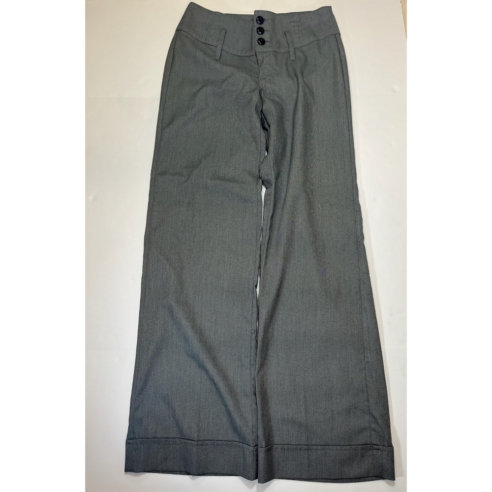 Wide Leg Dress Pants Triple Button High Rise Trousers 9 Academia Y2K Style‎ Chic